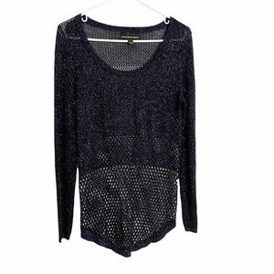 Rock & Republic Black Metallic Blue Knit Sweater S